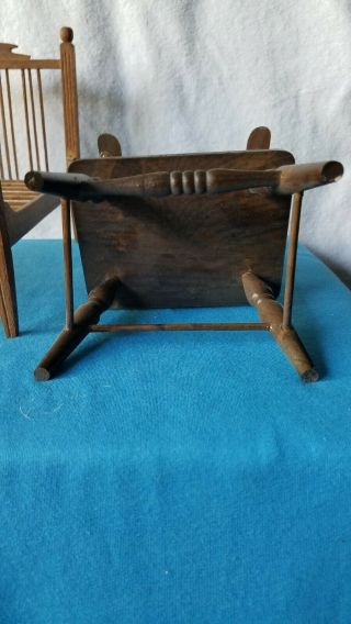 Vintage Wooden 4 Poster Doll Bed Signed 1932 and Chair 5