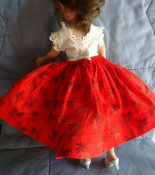 Vintage Vogue Jill ' s Dress,  Red Skirt,  White Top,  Lace Trim (no doll) EVC 2