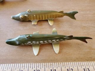 Two Vintage Bear Creek 6 Inch Green Ice Spearing Decoys