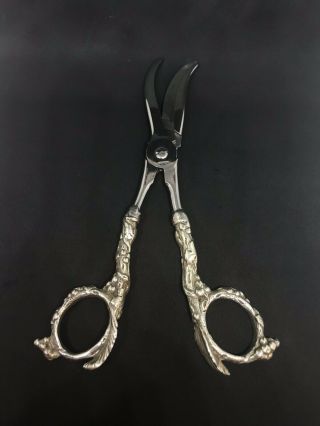 Vintage Italian Sterling Silver Grape Shears Scissors 6.  25