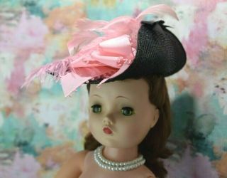 Vintage Madame Alexander 21 " Cissy Size Black Hat Pink Feathers Toulouse Latrec