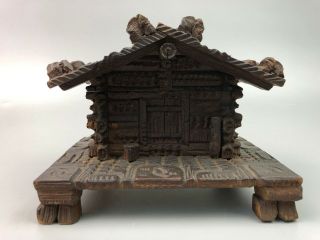 Antique Black Forest German Swiss Wood Carved House Hinged Box 4