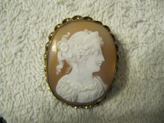 Antique Georgian /victorian Carved Cameo Lady Pinchbeck Brooch Pin