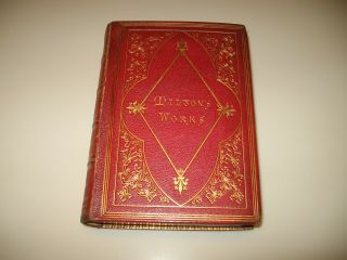 Antique Leather Bound Book Poetical Of John Milton 1800 