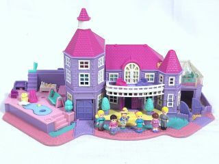 Vtg 1994 Polly Pocket Bluebird Light - Up Magical Mansion Pollyville House W Figs