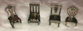 Collectible Kirk Stieff Pewter Miniature Chairs Set Of 4 Random Doll