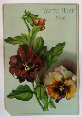 Jd Larkins & Co Sweet Home Soap Victorian Trade Card Flowers Pansies Antique