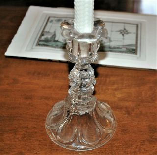 1840 Antique Boston & Sandwich Flint Glass Petal & Loop Candlestick