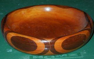 Vintage Small Wooden Shallow Dish Bowl With Felt Bottom
