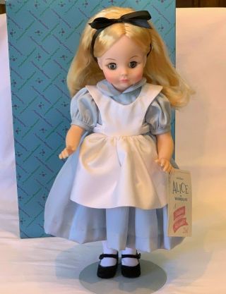 Vintage Madame Alexander Alice In Wonderland 14 " Doll W/ Stand & Box - Cond