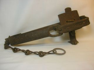 Antique Vintage Cast Iron Hunting Animal Trap From England.  Complete &.