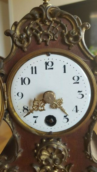 Ornate Antique Lenzkirch Minitaure Lantern Clock - Does Not Work W/ Key
