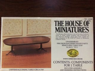 1/12 Scale Chippendale Dining Table Kit 40045 House Of Miniatures Open Complete