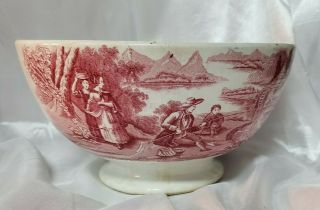 Petrus Regout Maastricht Bowl Miller Made In Holland Red Transferware Antique