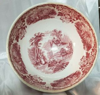 Petrus Regout Maastricht Bowl Miller made in Holland Red Transferware Antique 2