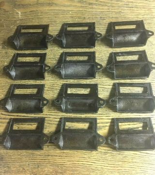12 Antique Fancy Cast Iron Apothecary Bin/Drawer Pulls,  c 1890 ' s 2