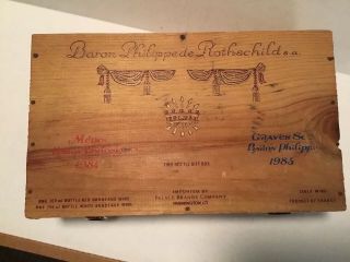 1985 Baron Rothschild Empty Wooden 2 Bottle Wine Crate Box Medco Graves 2