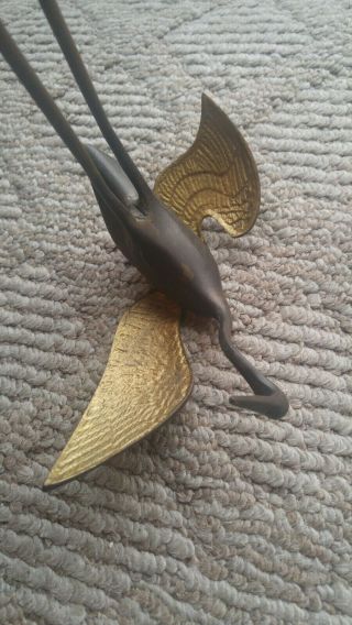 Vintage Leonard Silver Co MCM Solid Brass Standing Crane Figurines Birds Pair 5
