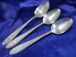 National Silver Co.  Narcissus Plated Silver Serving Spoon Set Of Three (3)