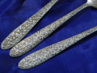 NATIONAL SILVER CO.  NARCISSUS PLATED SILVER SERVING SPOON SET OF THREE (3) 2