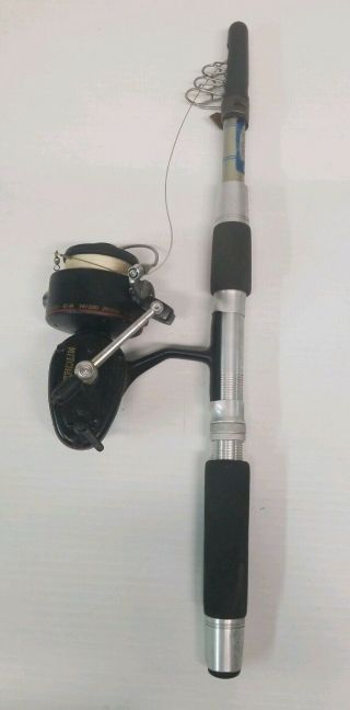 Vtg Telescoping Collapsible Fishing Rod Trs - 65 Dolphin With Mitchell 300 Reel