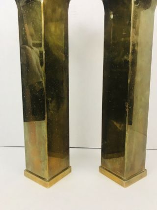 Mid Century Modern Square Brass Candle Holders 14 1/4 