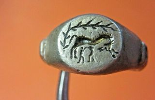 Legionary Ancient Silver Roman Ring She - Wolf Suckling The Twins Romulus And Rem