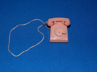 Vintage Barbie Suburban Shopper Early Pink Telephone Metal Dial Phone