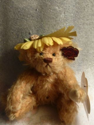 Annette Funicello Bear Sunny 5 " Mohair Brown W/ Sunflower Hat Jointed Adorable