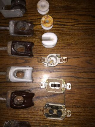 Antique Electric Knife Switches and insulators Porcelain Bases VG 4