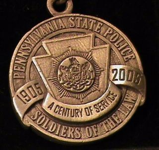 Pennsylvania State Police Century Of Service Sparta Pewter Keychain 1905 - 2005 Pa
