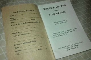 Antique 1917 Catholic Prayer Book for the Army and Navy 2