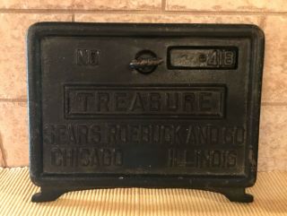 Antique Cast Iron Sears Roebuck & Co Chicago Il Treasure No 418 Coal Stove Door