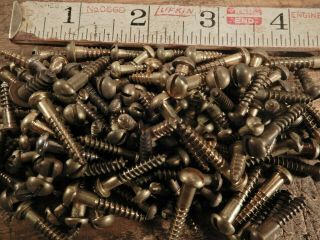 Antique wood screws vintage brass round head fastener 3/4 in.  X 8 QTY.  200, 4