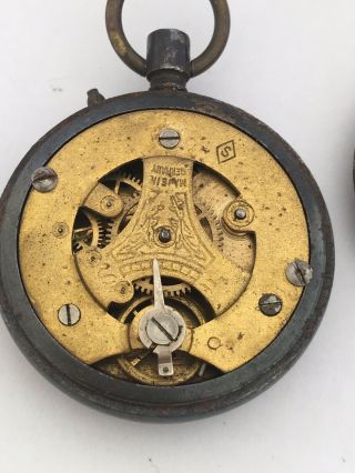 Antique Small Swiss Gunmetal Pocket Watch For Spares