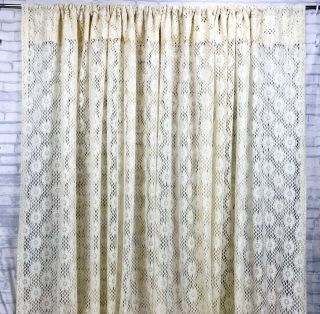 Vintage Heavy Lace Curtain Panels Pair 138 " W X 84 " L Floral