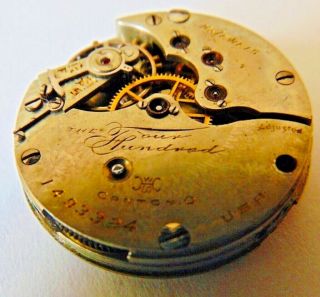 1900 Hampden Antique Small Watch Movement The Four Hundred In Gilt Letters