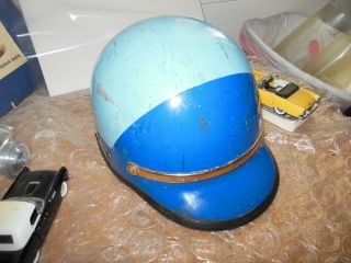 Vintage 1960s 70s Police Bell Toptex Motorcycle Helmet w Visor Blue Size M or 7 2