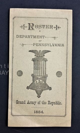 1884 Antique Gar Roster Deparment Of Pennsylvania Genealogy History