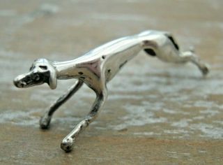 Hallmarked Sterling Silver Study Of An Italian Greyhound / Whippet / Racing Dog