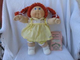 Vintage Cabbage Patch Doll Red Hair/blue Eyes Outfit,  Birth Cert.