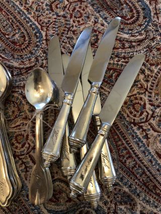 Service For 6 Pottery Barn Antique Silver Sentiment Flatware Stainless Steel