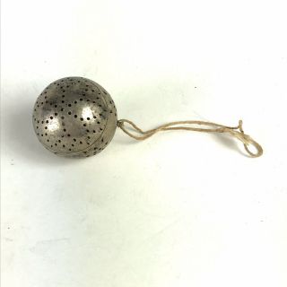 Antique/vintage Silver Metal Tea Ball Steeper Pierced Hinged Lid