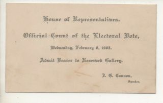 Vintage 1905 House Of Representatives Pass Official Count Of The Electorial Vote