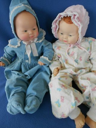 2 Vtg.  Eugene Baby Dolls 19 " Newborn Twins Cute Vtg.  Clothes,  Welcome Home Face
