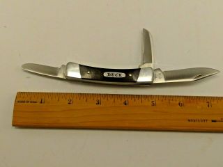 Vtg Buck 703 U.  S.  A.  3 Blade Medium Pocket Knife With Inlaid Wood Scales