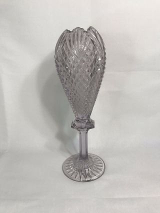 Antique Eapg Fostoria Glass Czarina Footed Posy Vase Pineapple & Fans Sun Purple