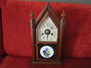 Antique 1870 E.  N.  Welch 8 Day Chiming Steeple Cathedral Alarm Mantle Clock