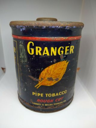 Antique Granger Pipe Tobacco Tin Container Can Pointer Dog Vintage