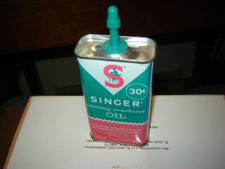 Vtg Singer Sewing Machine Metal Oil Can Bottle Cap 30 Cents 4 Ounce Antique Old